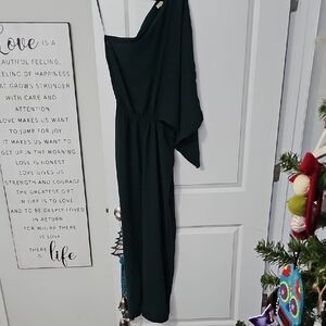 ODDY On Shoulder Teal Jumpsuit With Cut Out At Waist